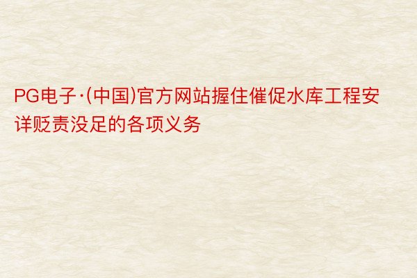 PG电子·(中国)官方网站握住催促水库工程安详贬责没足的各项义务