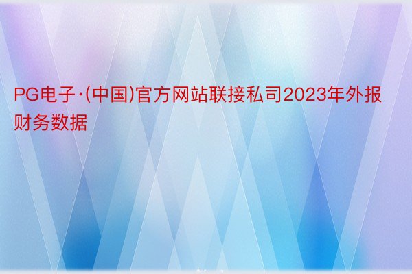 PG电子·(中国)官方网站联接私司2023年外报财务数据